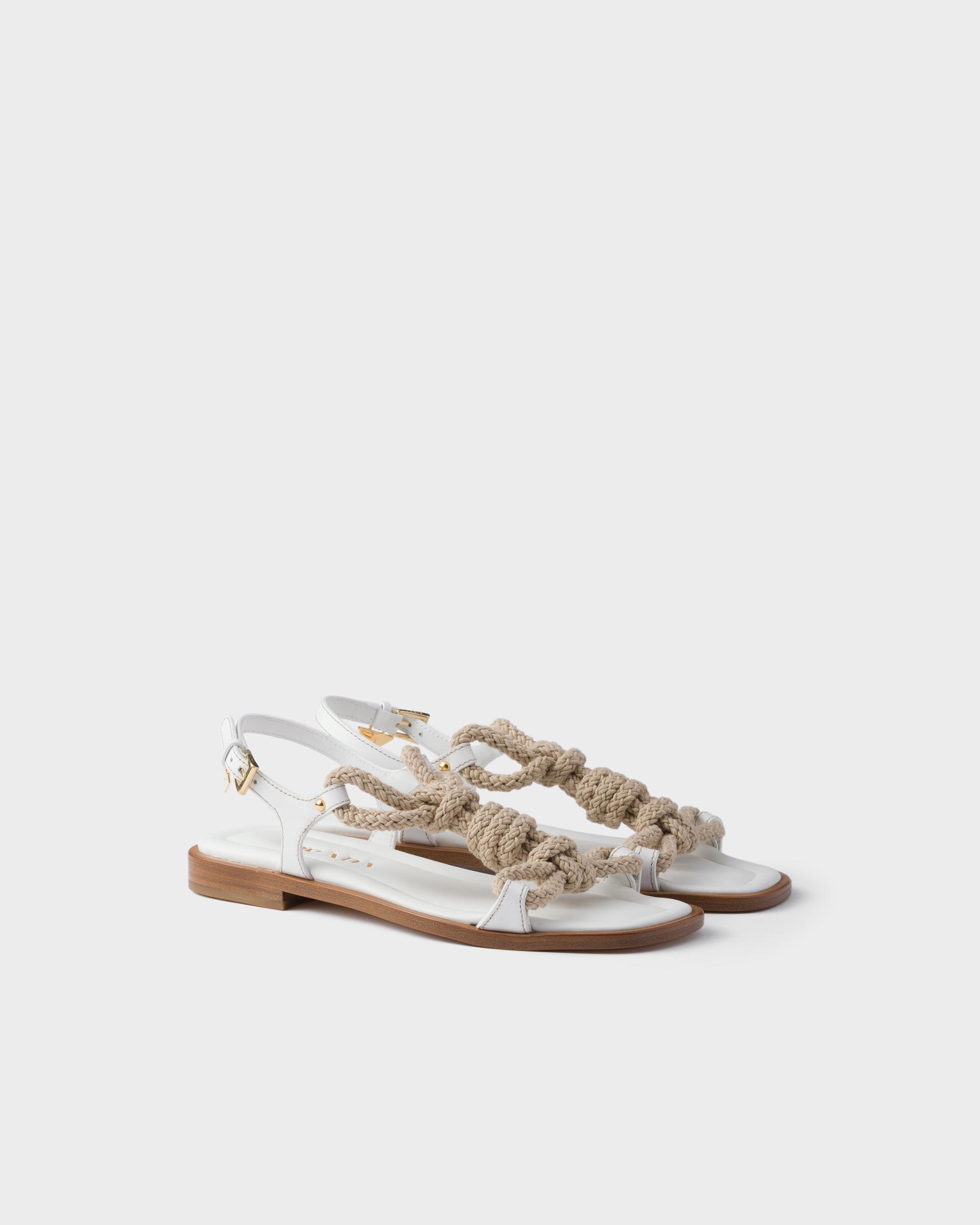 Flat leather and cord sandals Product Image