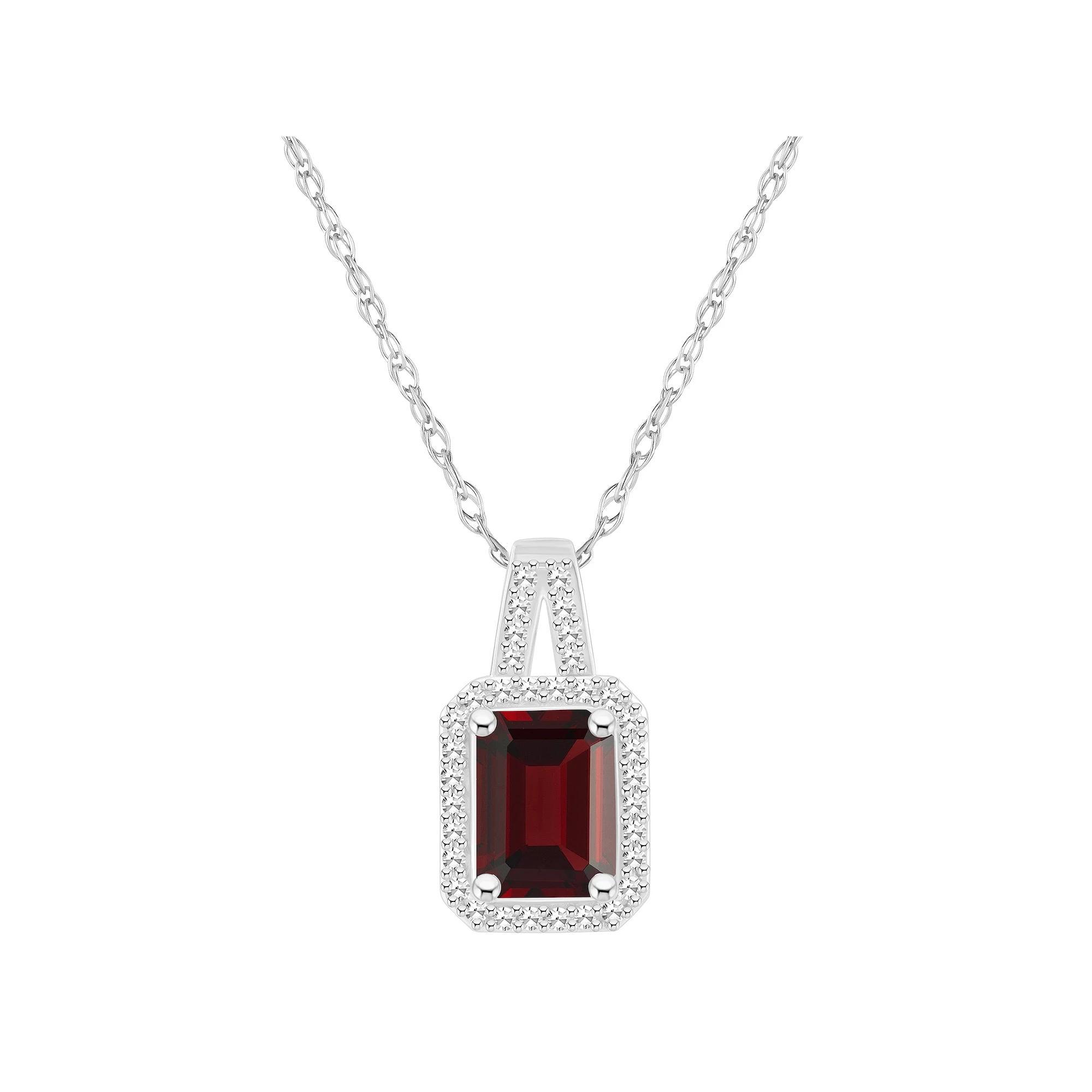 Celebration Gems Sterling Silver Gemstone & 1/6 Carat T.W. Diamond Halo Pendant Necklace, Women's, Size: 18", Citrine Product Image