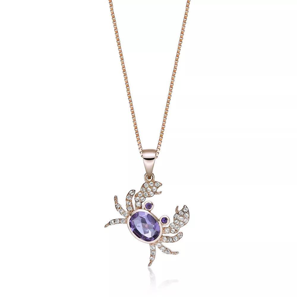 Gemminded Sterling Silver Garnet & White Topaz Crab Pendant Necklace, Women's, Size: 18", Purple Rose Tone Product Image