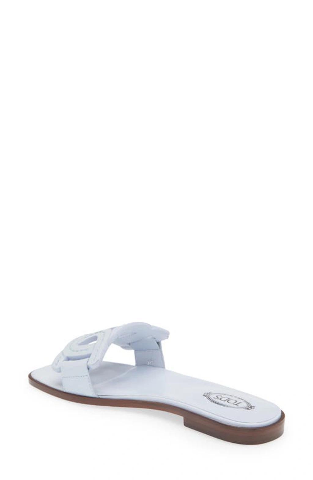 TOD'S Leather Chain-motif Sandals In Blu Product Image