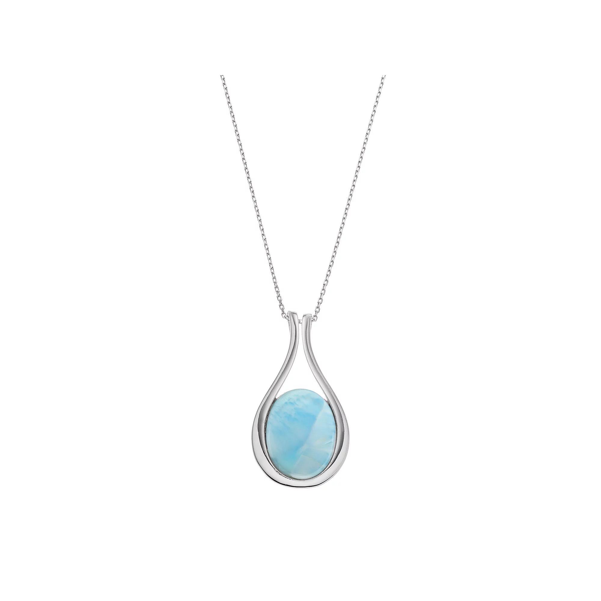 Sterling Silver Larimar Teardrop Pendant Necklace, Women's, Size: 18", Blue Product Image