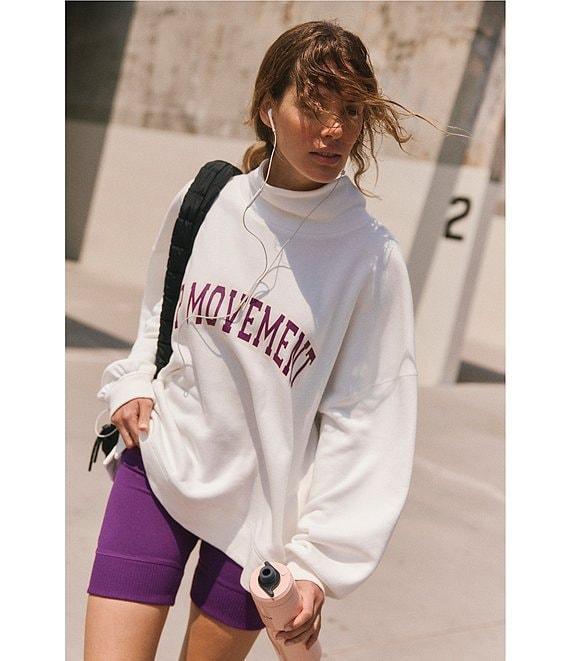 FP Movement Victory Funnel Neck Long Sleeve Oversized Sweatshirt and Biker Short Set Product Image