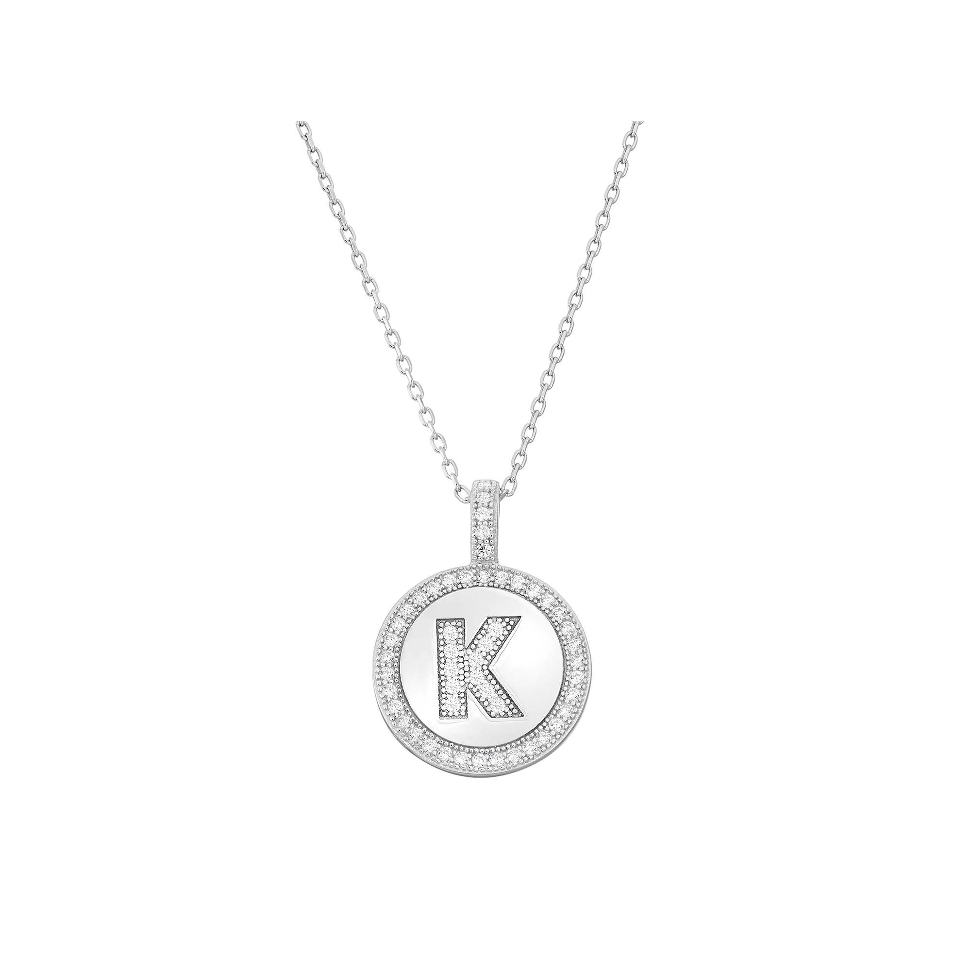 Sterling Silver Cubic Zirconia Initial Pendant Necklace, Women's, Size: 18" Product Image