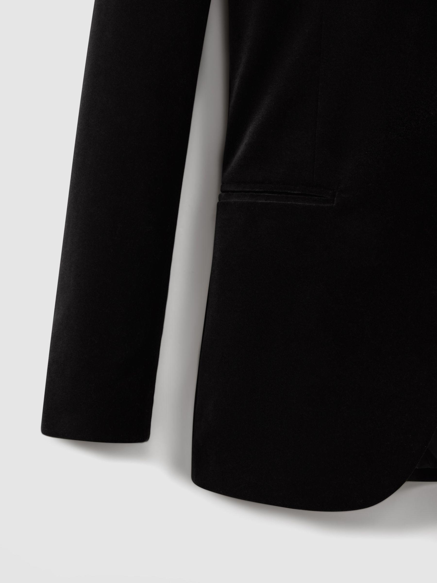 Velvet Single Breasted Slim Fit Jacket in Black Product Image