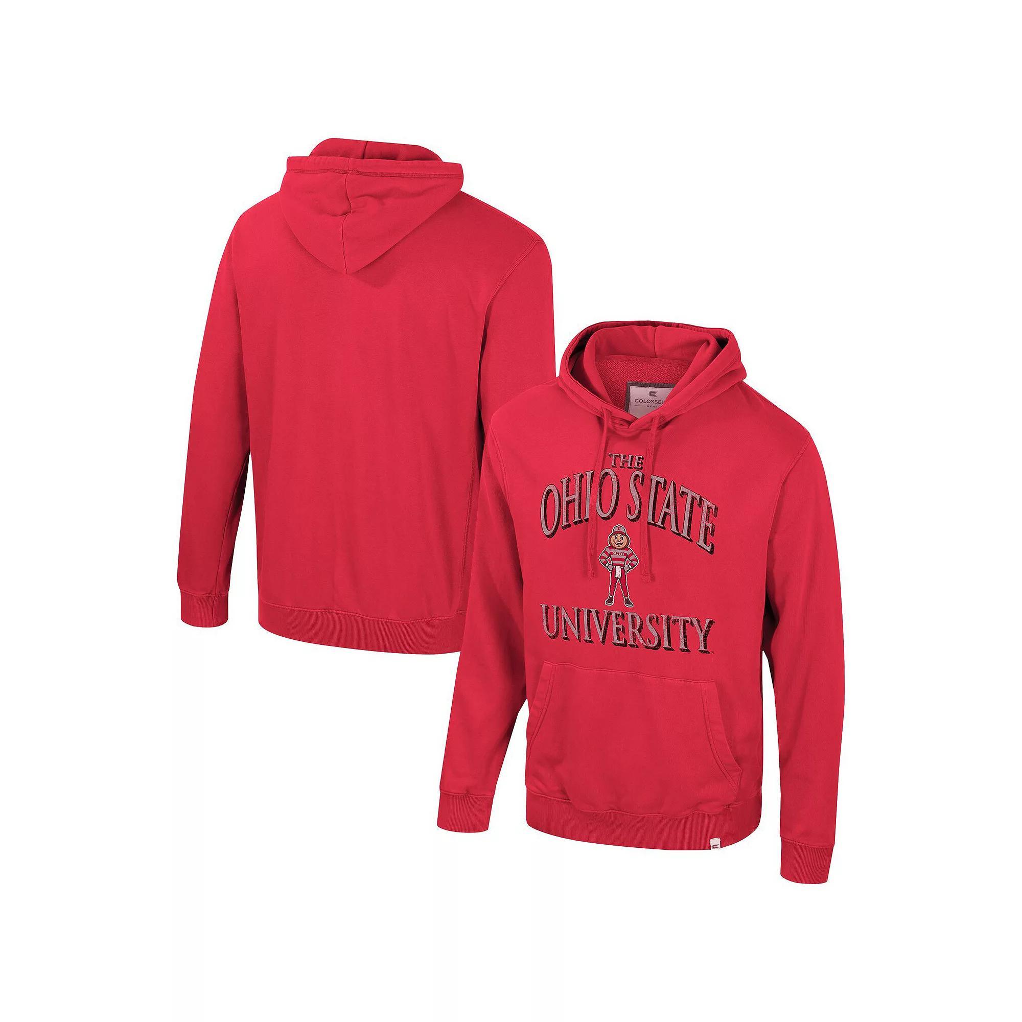 Men's Colosseum Scarlet Ohio State Buckeyes Big & Tall Cap E-Tan Pullover Hoodie, Size: XLT, Red Product Image