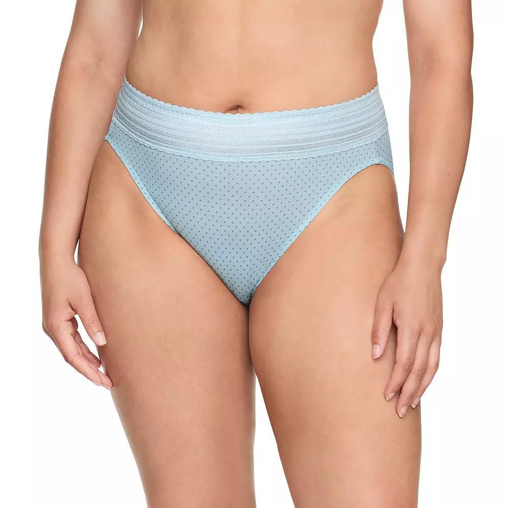 Warners No Pinching, No Problems® Dig-Free Comfort Waist with Lace Microfiber Hi-Cut 5109J, Women's, Size: Large, Baby Blue Mini Dot Product Image