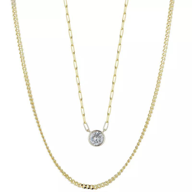 Sunkissed Sterling Cubic Zirconia Double Strand Necklace, Women's, Size: 18", Silver Tone Product Image