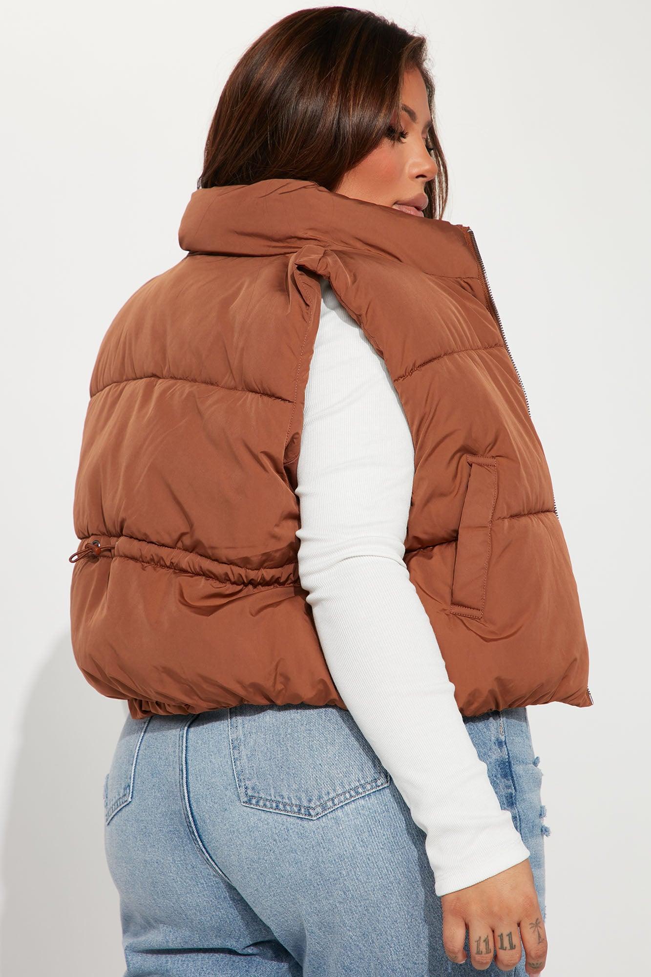 Live More Puffer Vest - Brown Product Image