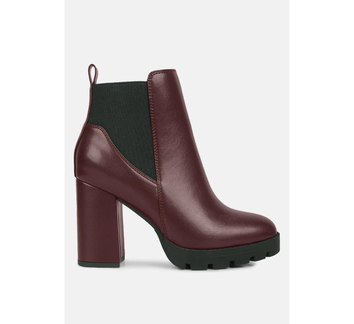 London Rag Bolt Women's Block Heel Chelsea Boots, Size: 7, Red Product Image