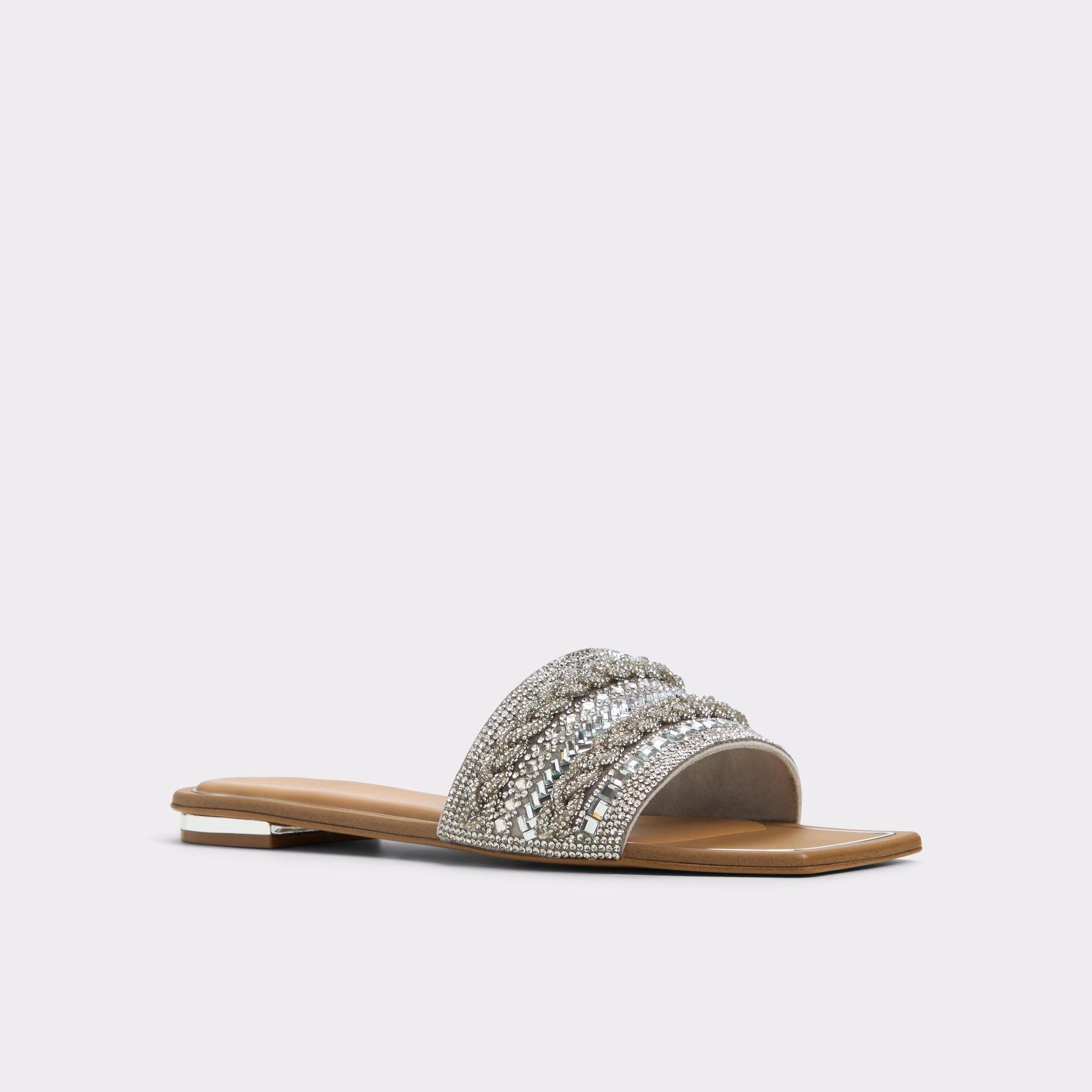 ALDO Navalia - Women's Flat Sandals - Silver, Size 9 Product Image