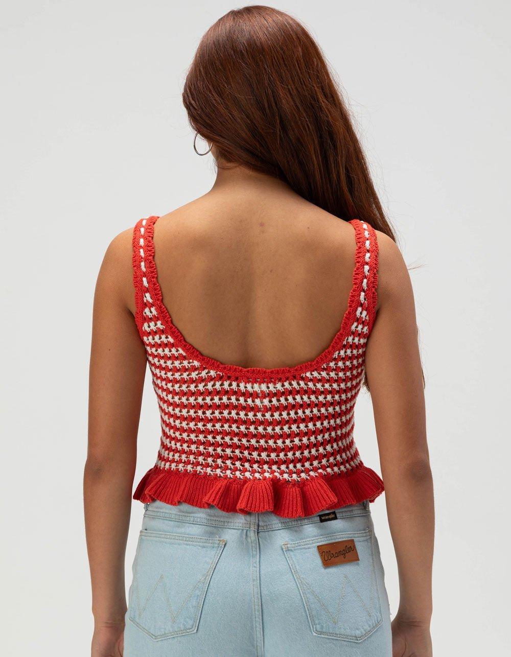 FULL TILT Stripe Peplum Womens Cami - RED Product Image