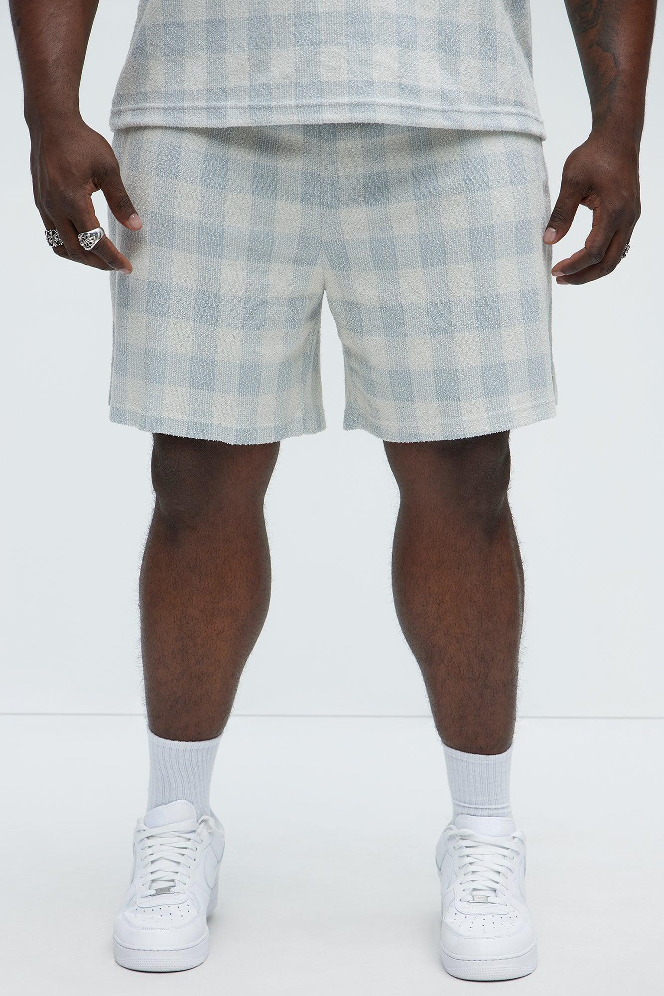 Ezra Checkered Textured Shorts - Blue/combo Product Image
