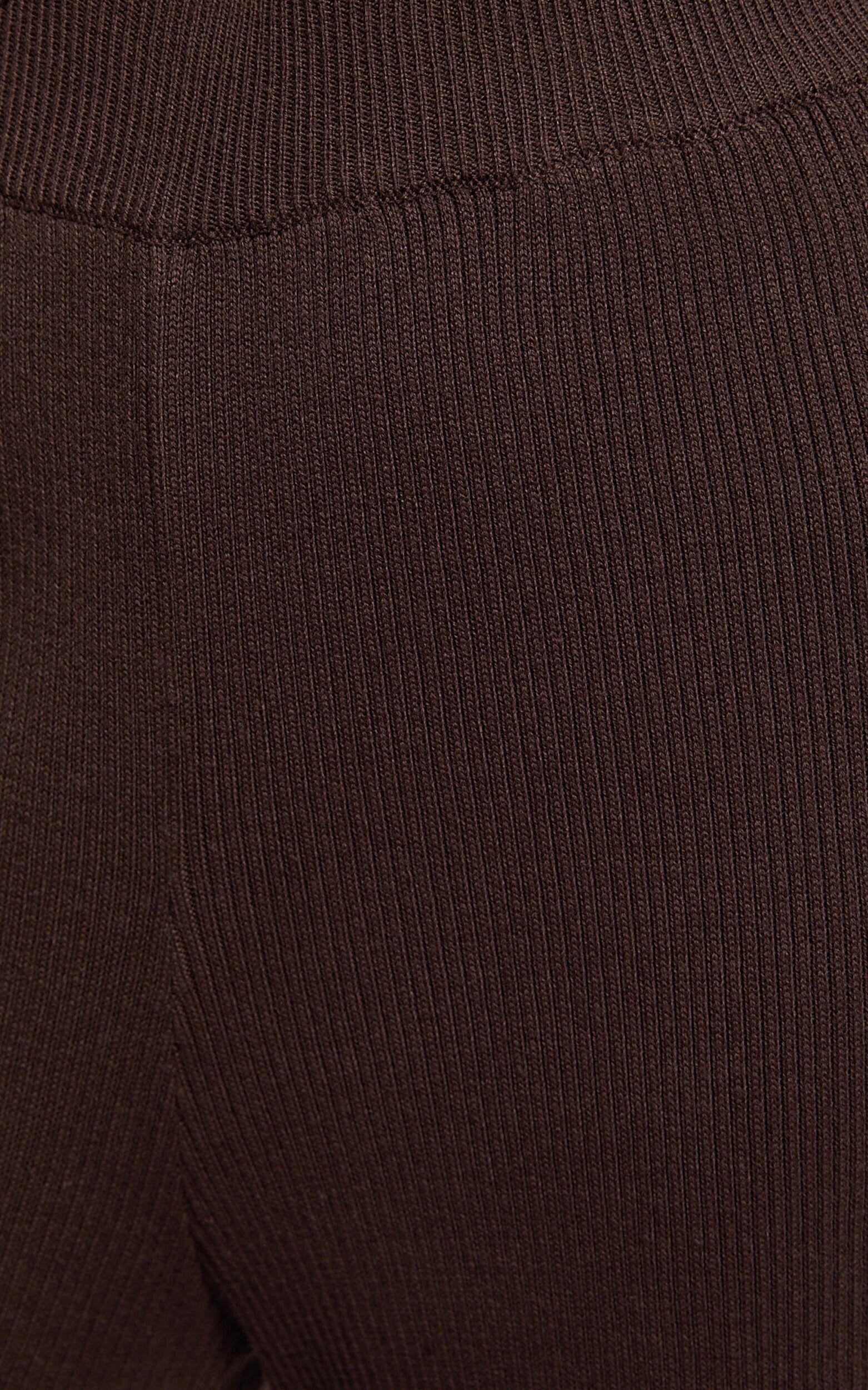 Sasha Pants - Knitted High Waist Wide Leg Pants in Chocolate Product Image