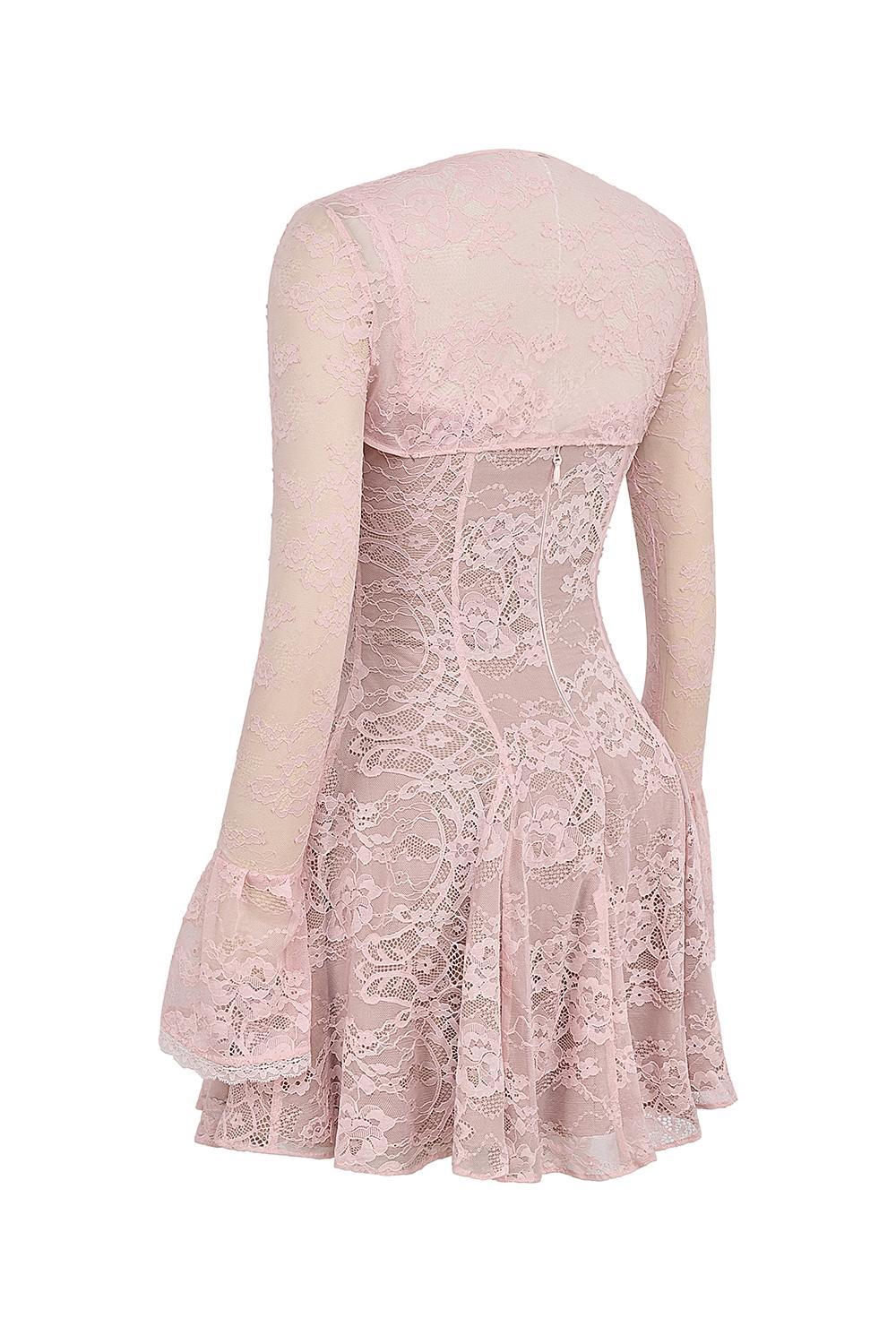 Alice Perfectly Pink Lace Mini Dress Product Image