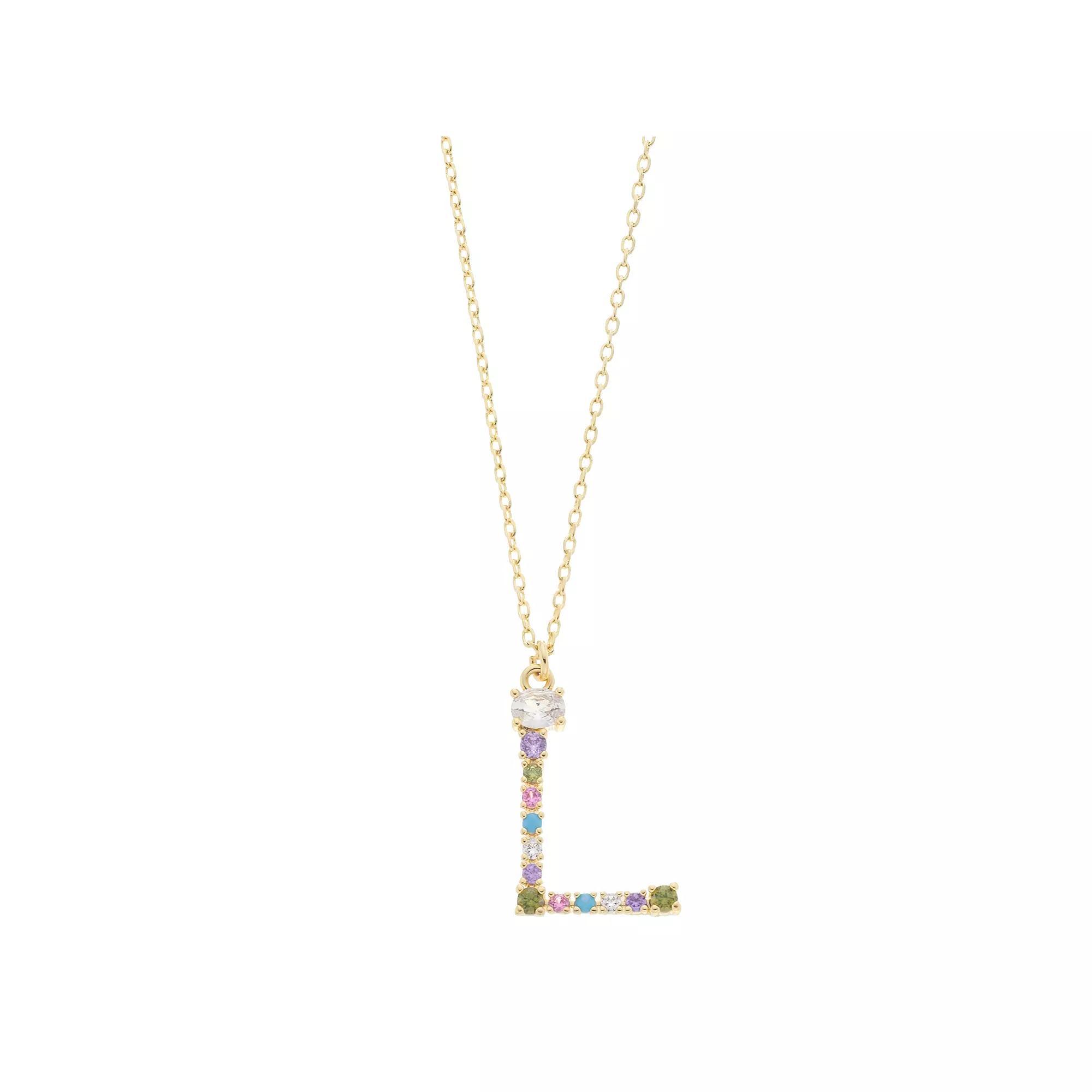 City Luxe Gold Tone Cubic Zirconia Initial Pendant Necklace, Women's, Gold Tone S Product Image