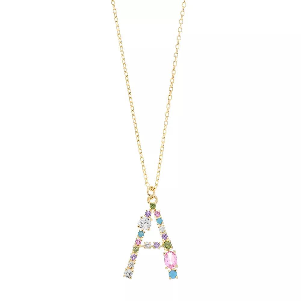 City Luxe Gold Tone Cubic Zirconia Initial Pendant Necklace, Women's, Gold Tone S Product Image