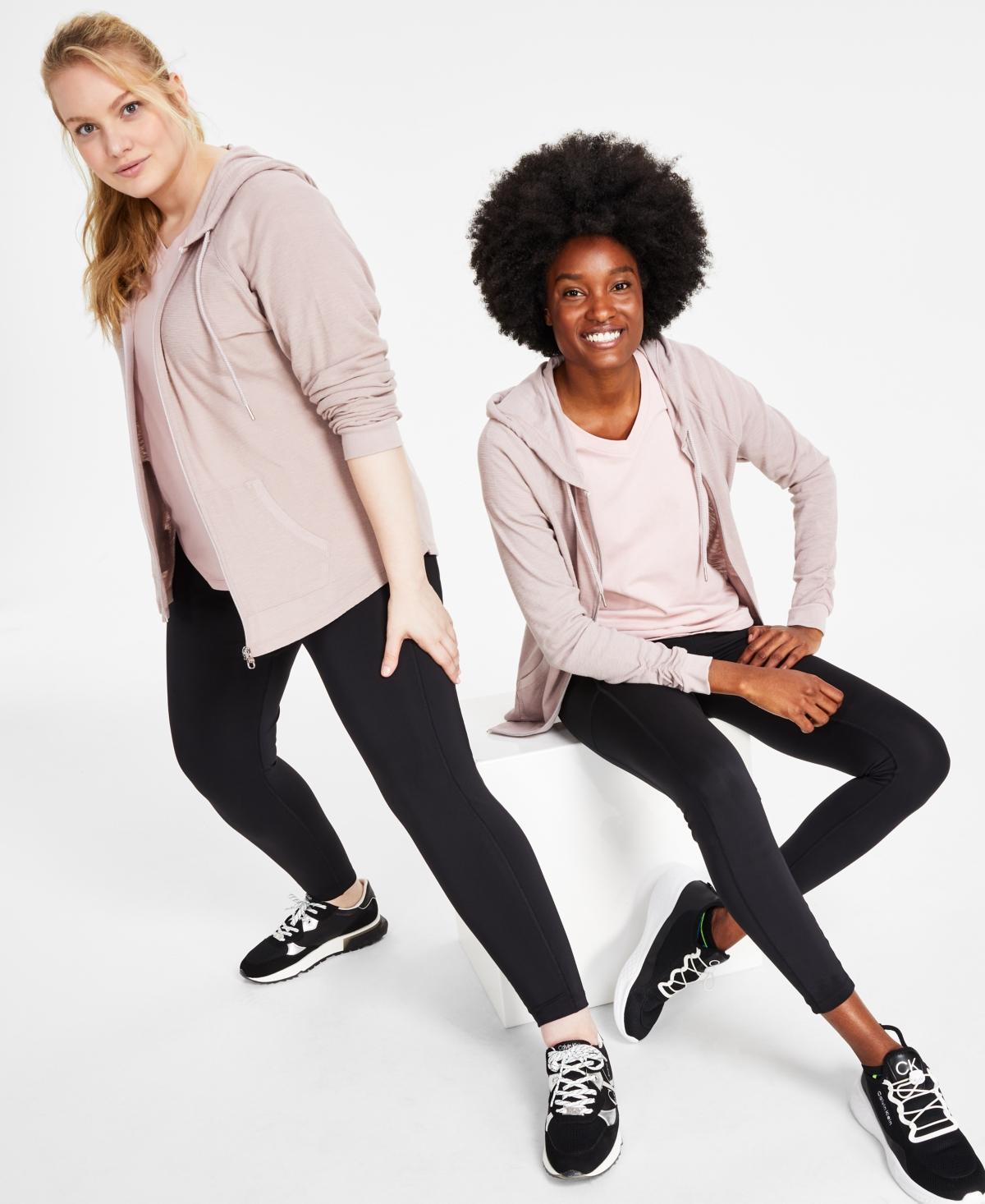Calvin Klein Calvin Klein Women's Premium Performance Ruched Long Sleeve Zip Up Hoodie (Standard and Plus) Women's Jacket Product Image