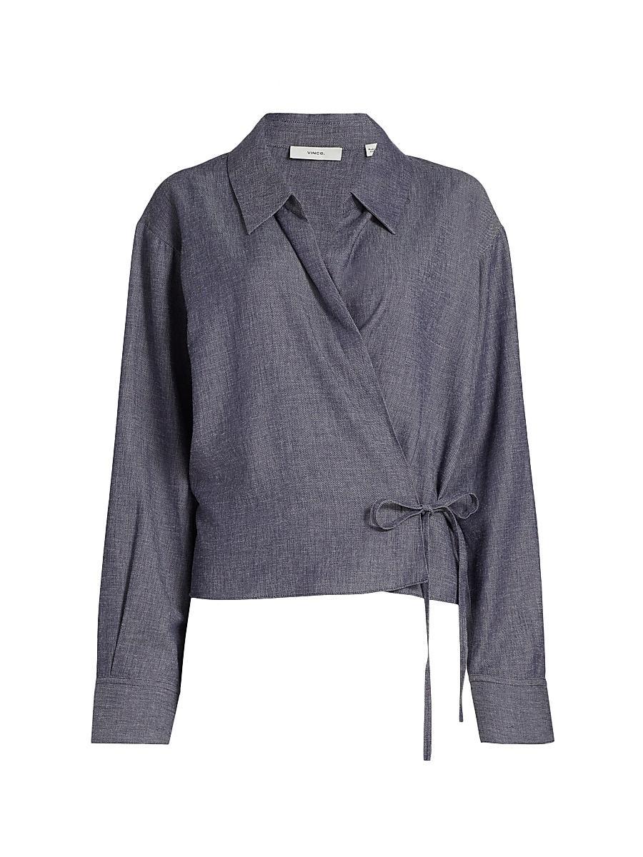 Womens Collared Wrap Top Product Image