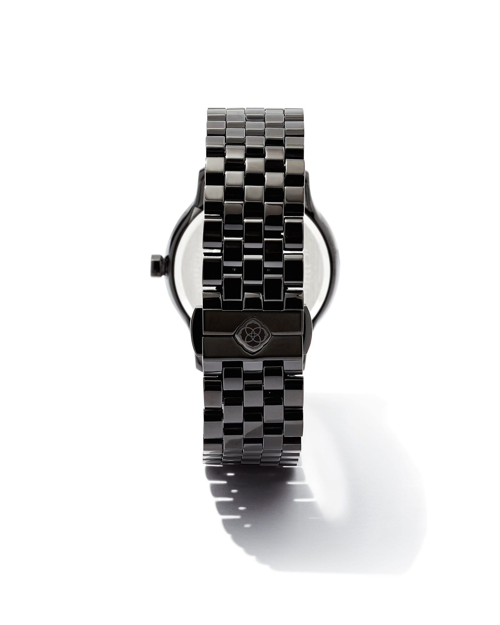 Kendra Scott Alex Black Stainless Steel 35mm Watch in Black Mother-of-Pearl | Mother Of Pearl Product Image