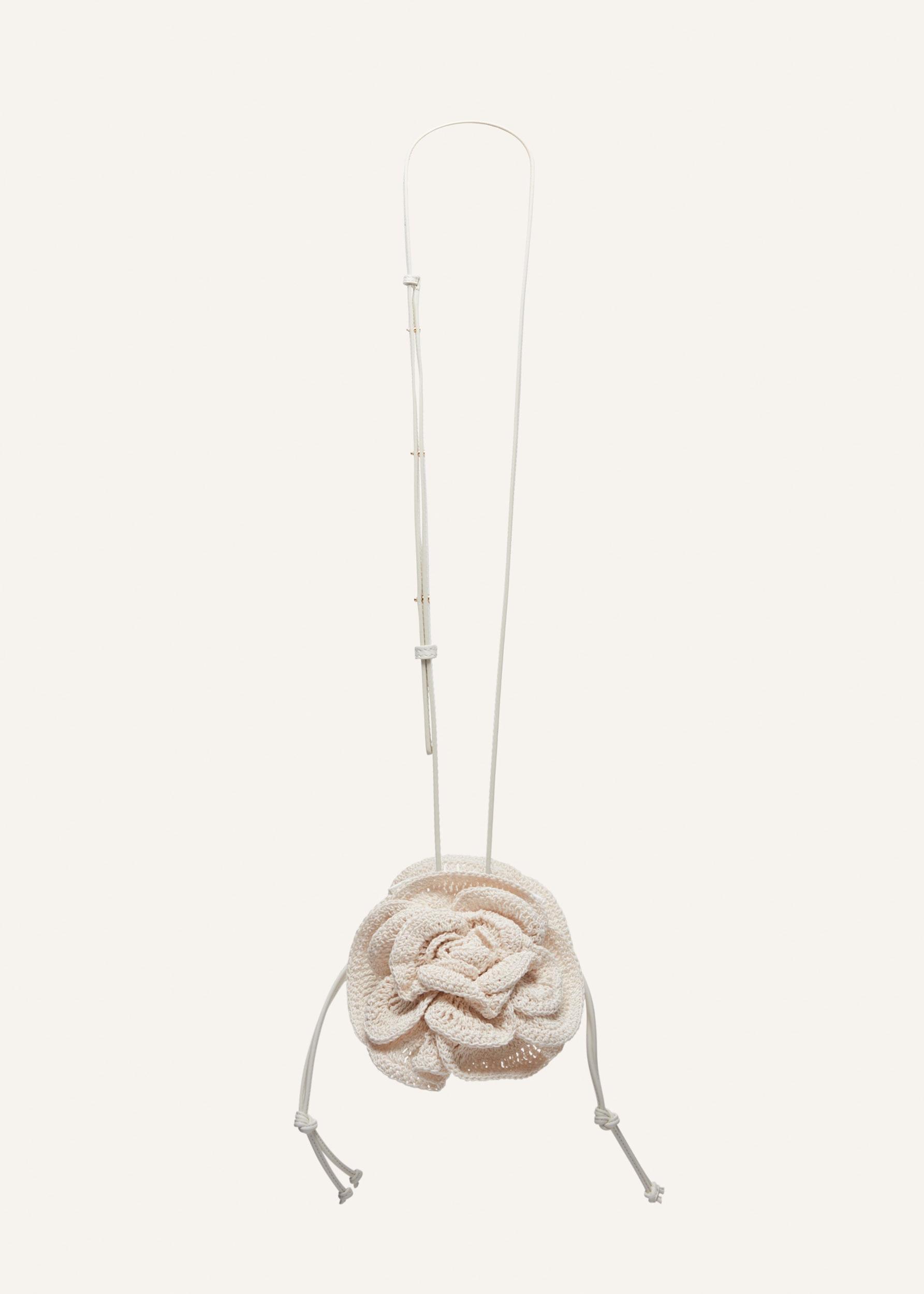 Magda bag pearl strap in cream crochet Product Image