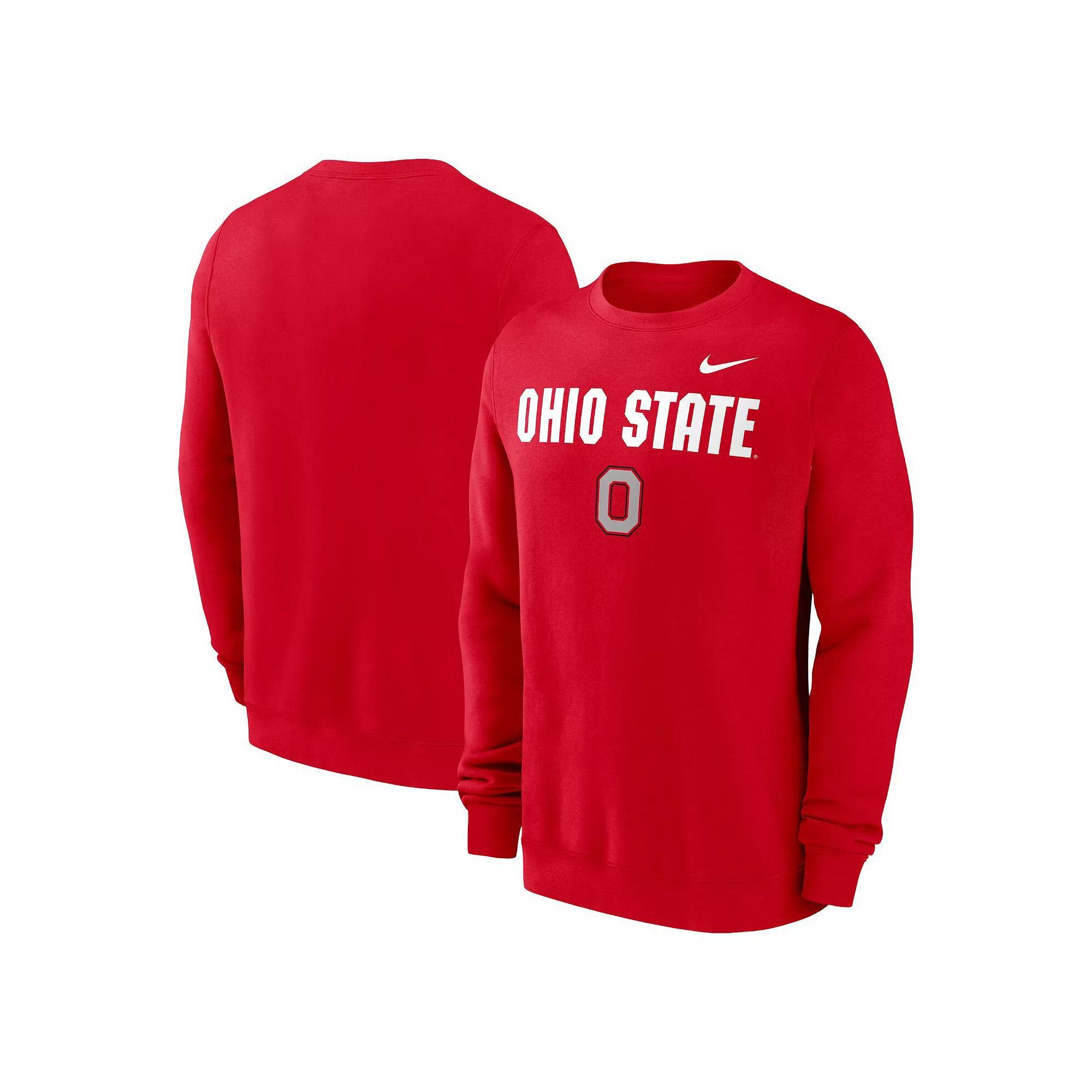 Men's Nike Scarlet Ohio State Buckeyes Primetime Primary Stack Pullover Sweatshirt, Size: Small, Red Product Image