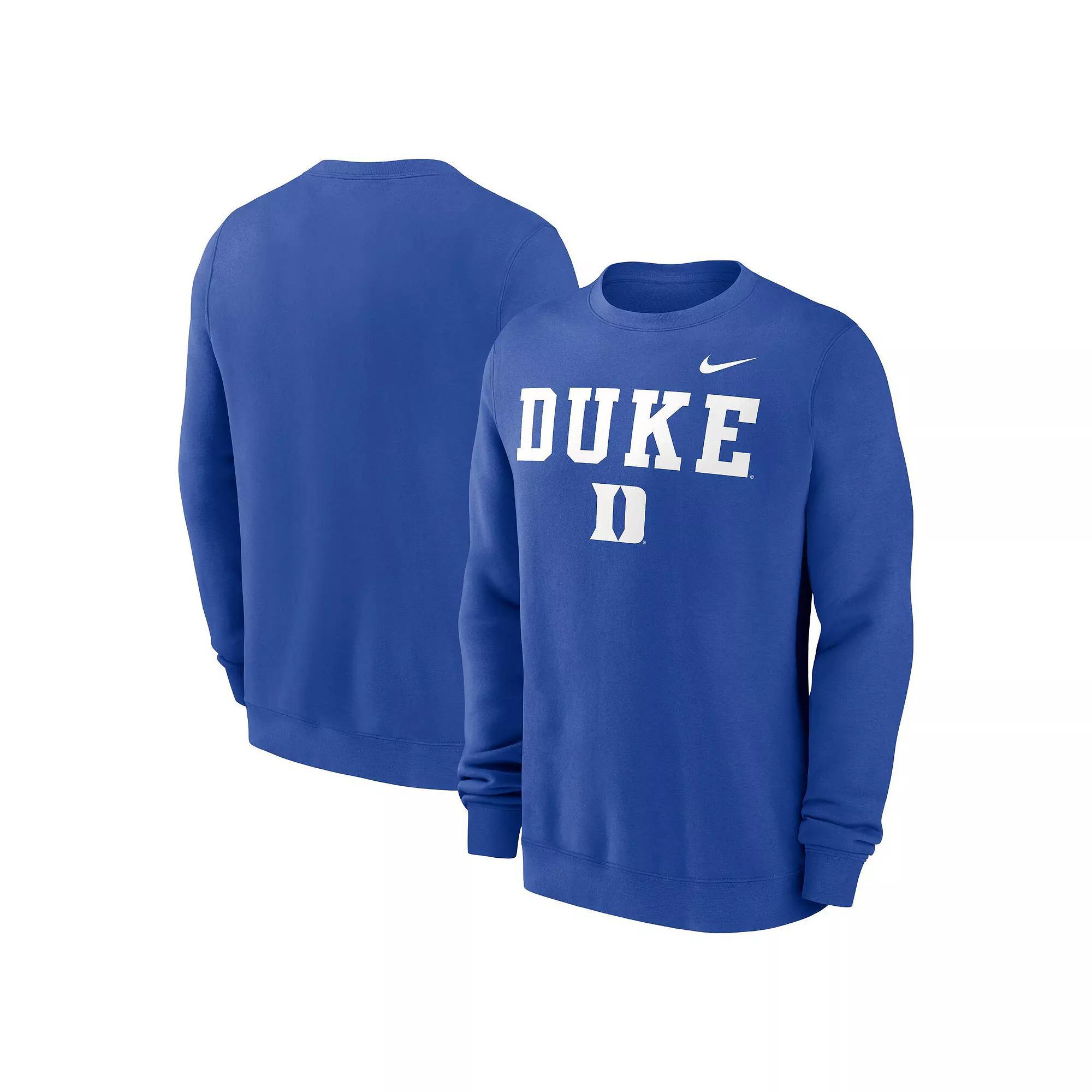Men's Nike Royal Duke Blue Devils Primetime Primary Stack Pullover Sweatshirt, Size: Large Product Image