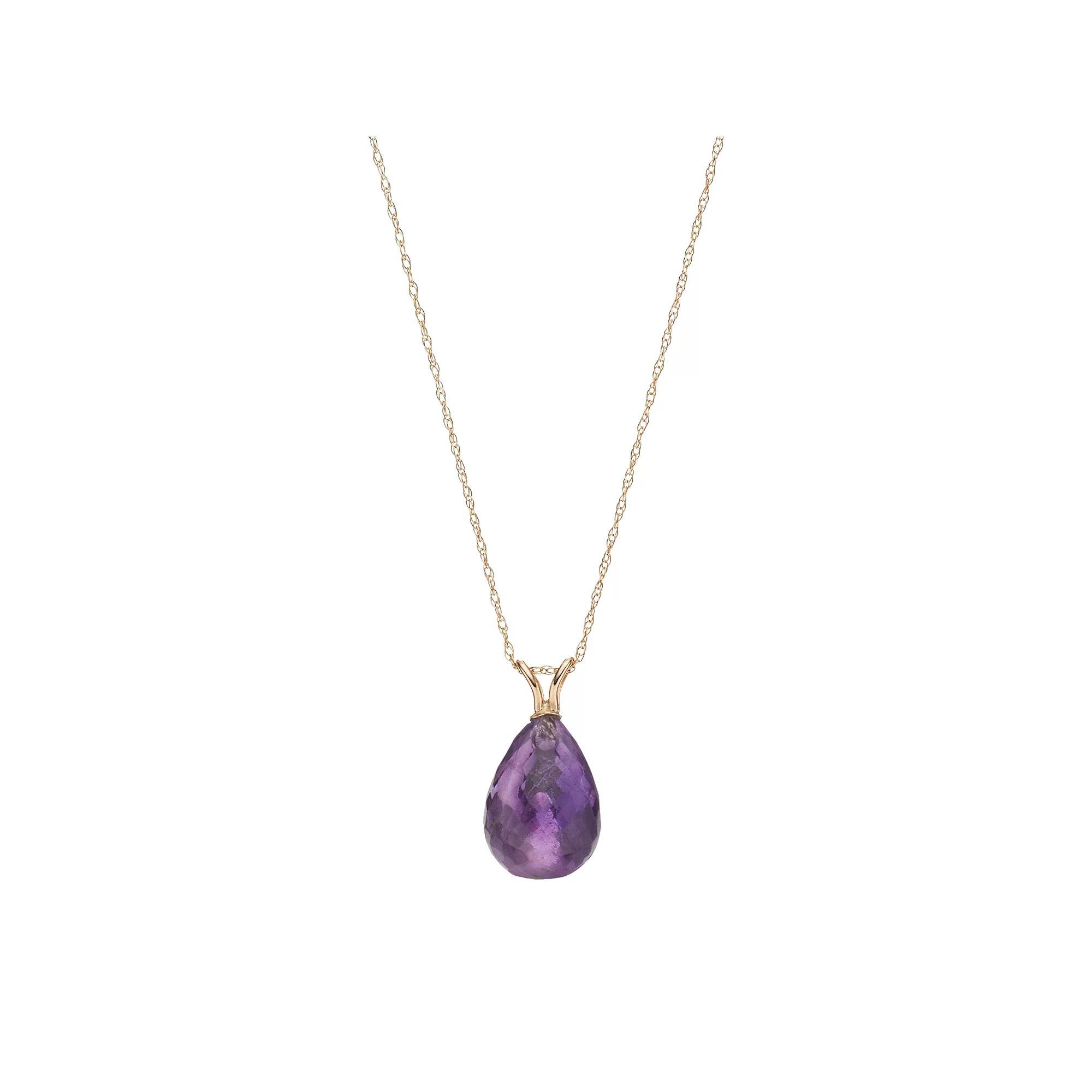 14k Gold Amethyst Briolette Pendant Necklace, Women's, Size: 18", Purple Product Image