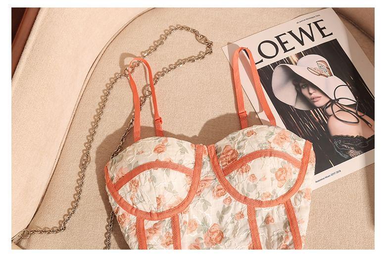 Floral Print Crop Bustier Top Product Image