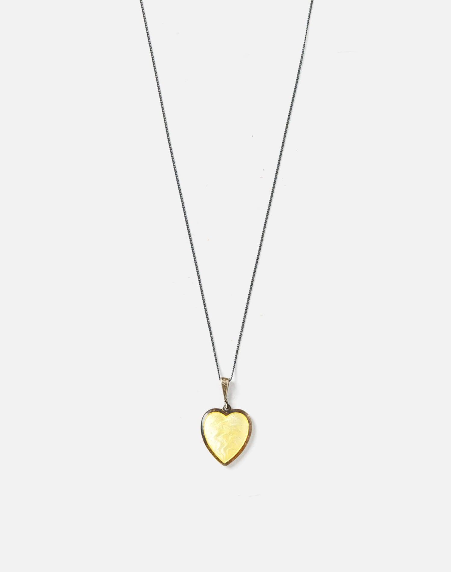 60s Guilloche Sterling Enameled Heart Necklace Female Product Image