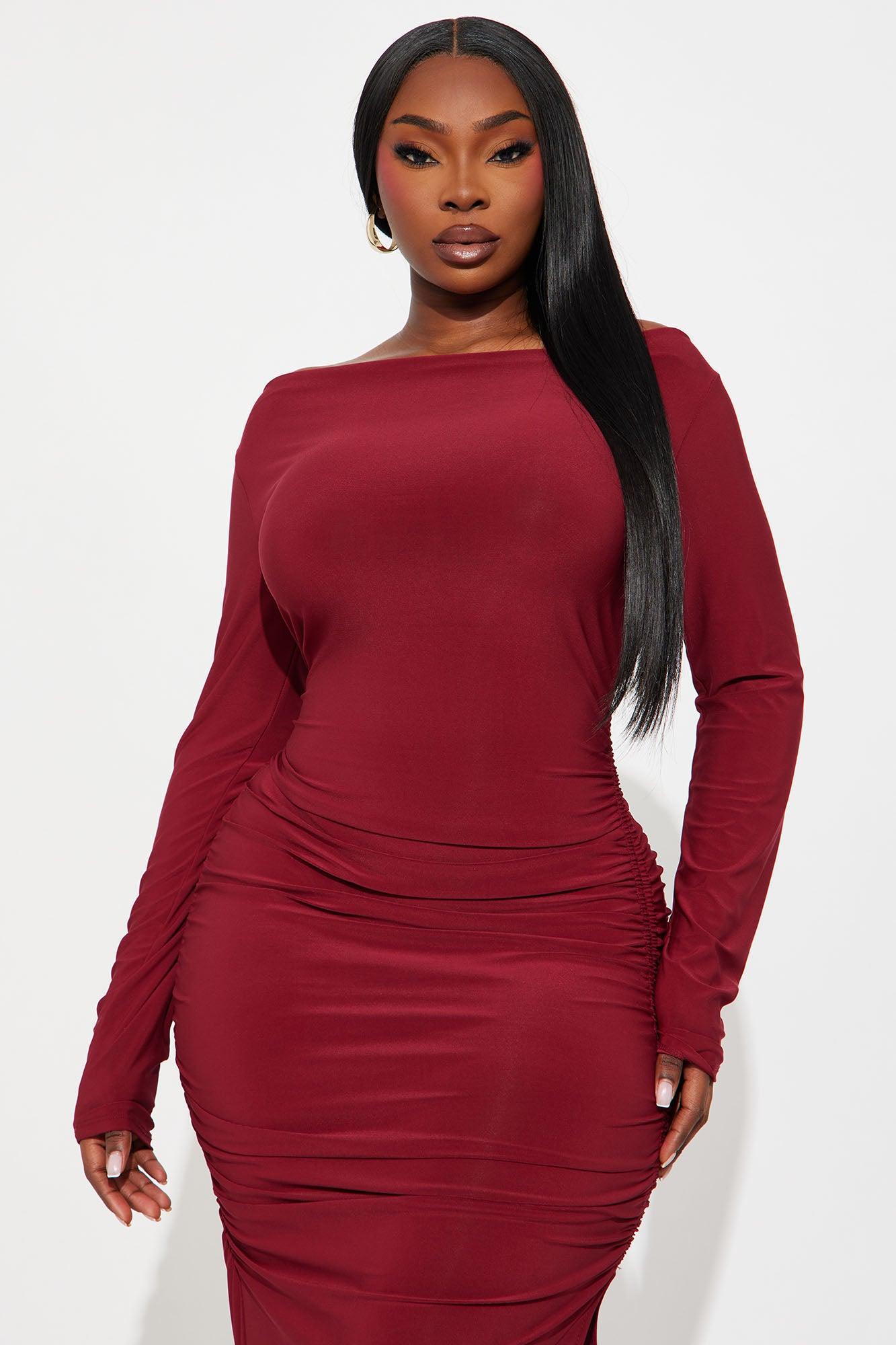Carla Long Sleeve Midi Dress - Wine Product Image