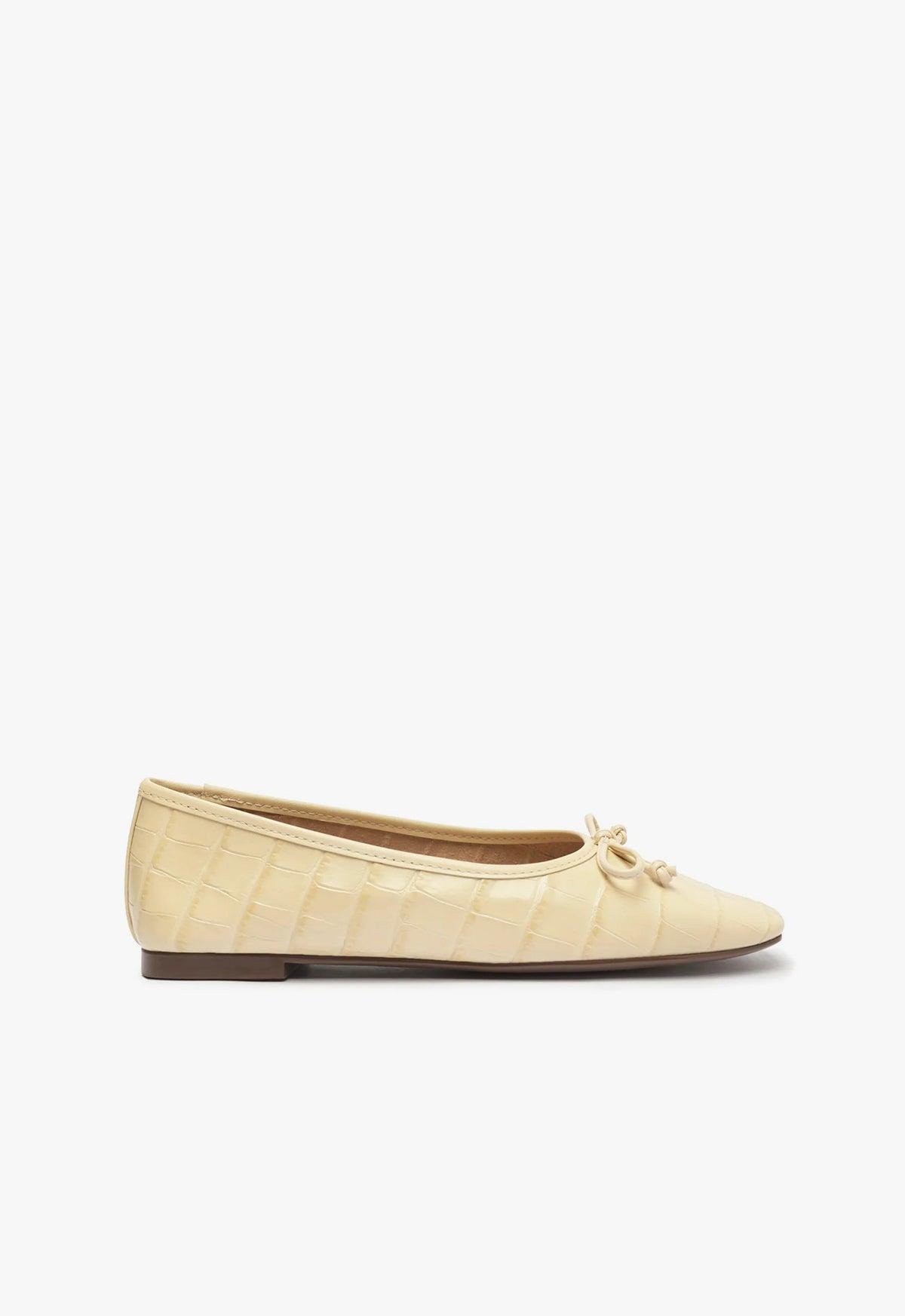 Arissa Crocodile-Embossed Leather Flat Female Product Image