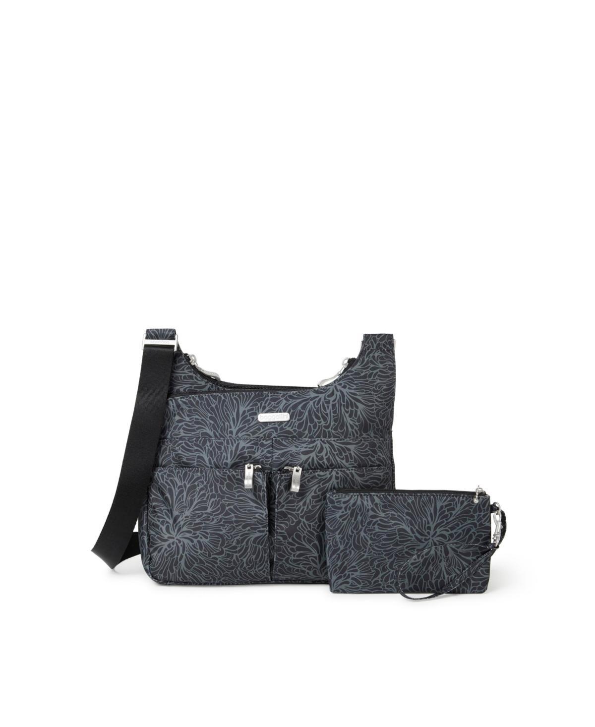 Womens Baggallini Cross Over Crossbody Bag with RFID Blocking Wristlet, Grey Product Image