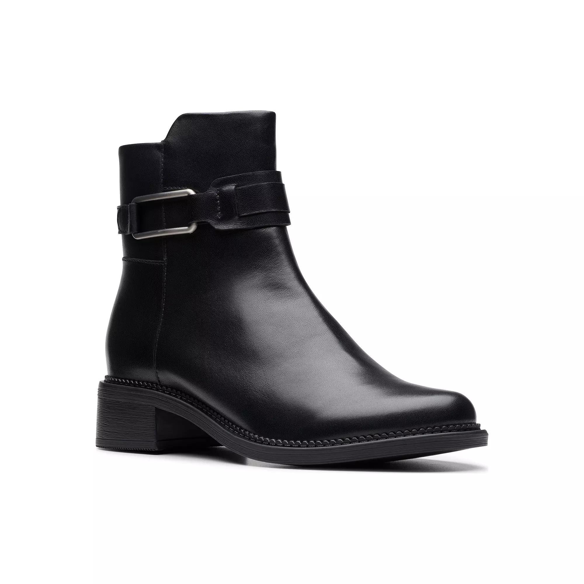 Clarks® Maye Bella Women's Leather Ankle Boots, Size: 7, Black Product Image
