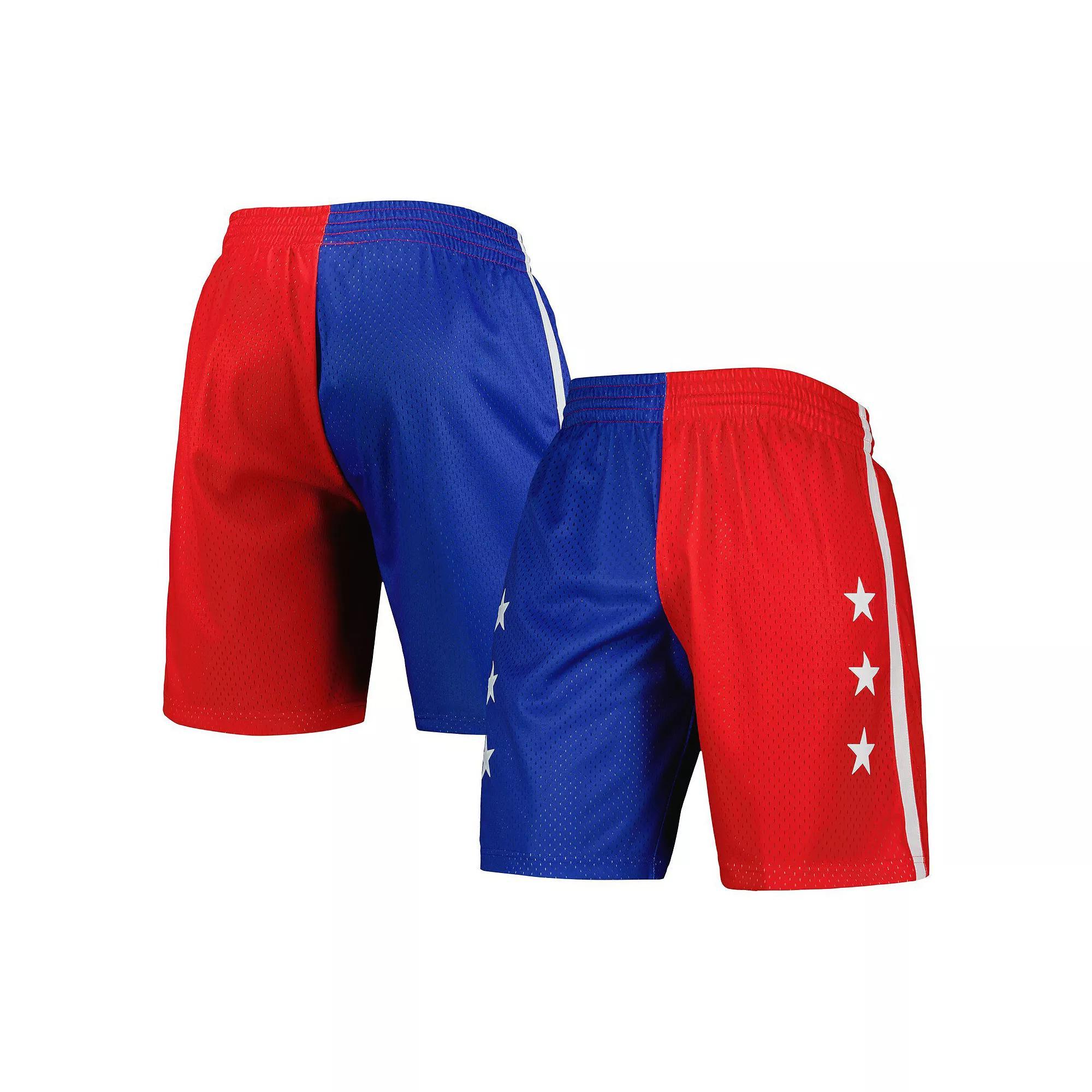 Men's Mitchell & Ness Blue/Red Washington Bullets Hardwood Classics 1996 Split Swingman Shorts, Size: XL, Nba Blue Product Image