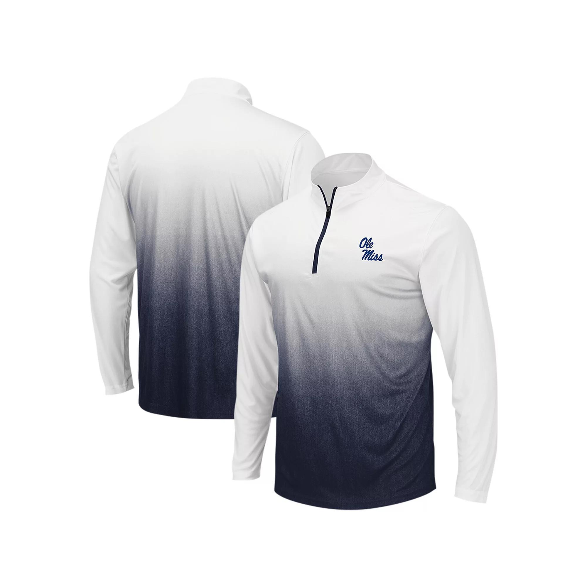 Men's Colosseum White/Black Ole Miss Rebels Magic Ombre Long Sleeve Quarter-Zip Top, Size: Large Product Image