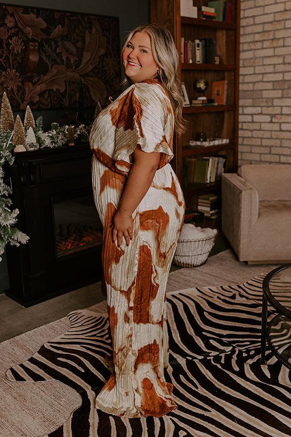 Miami Date Night Pleated Jumpsuit in Brown Curves Product Image
