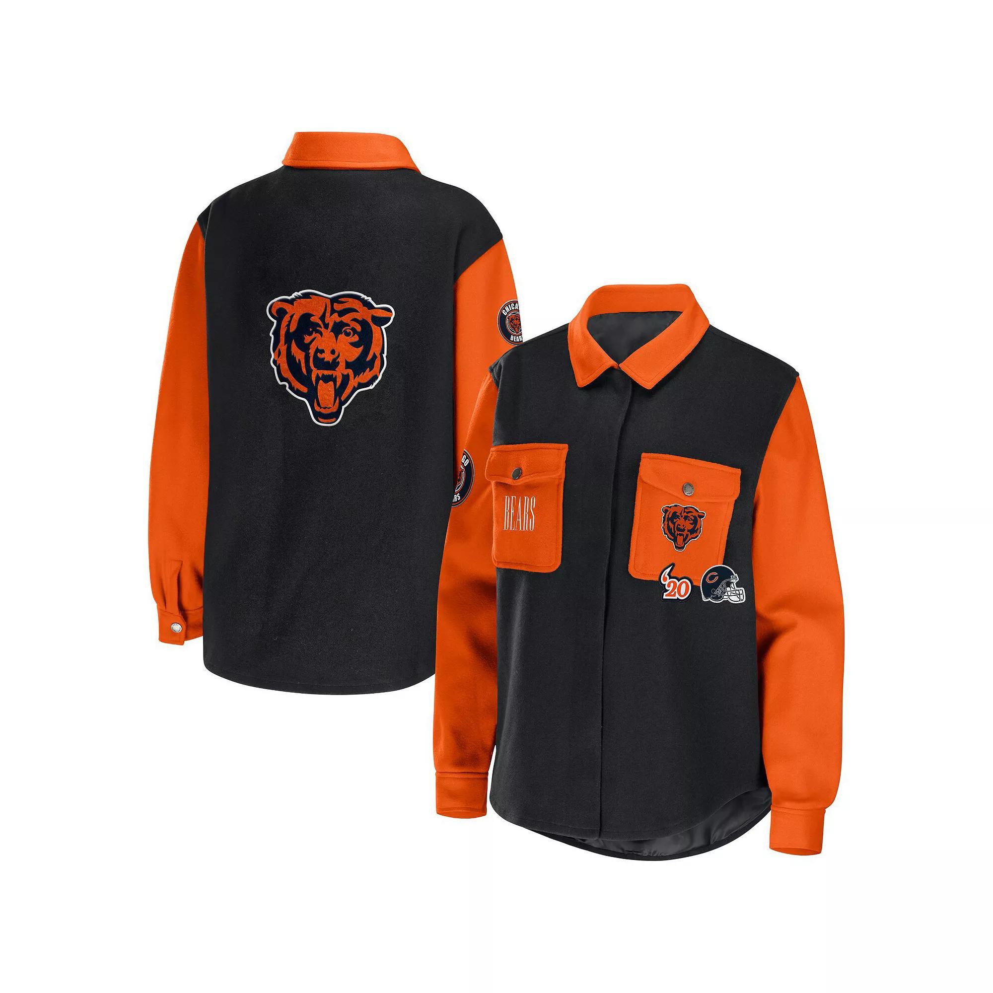 Womens WEAR by Erin Andrews Chicago Bears Snap-Up Shirt Jacket Product Image