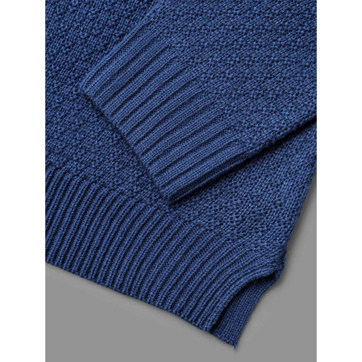 Plus Size Cable Knit Raglan Sleeve Round Neck Pullover Cerulean Women Casual Loose Long Sleeve Round Neck Everyday Pullovers BloomChic 12/L Product Image