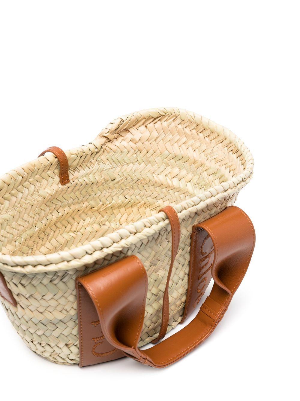 logo-detail raffia tote bag Product Image