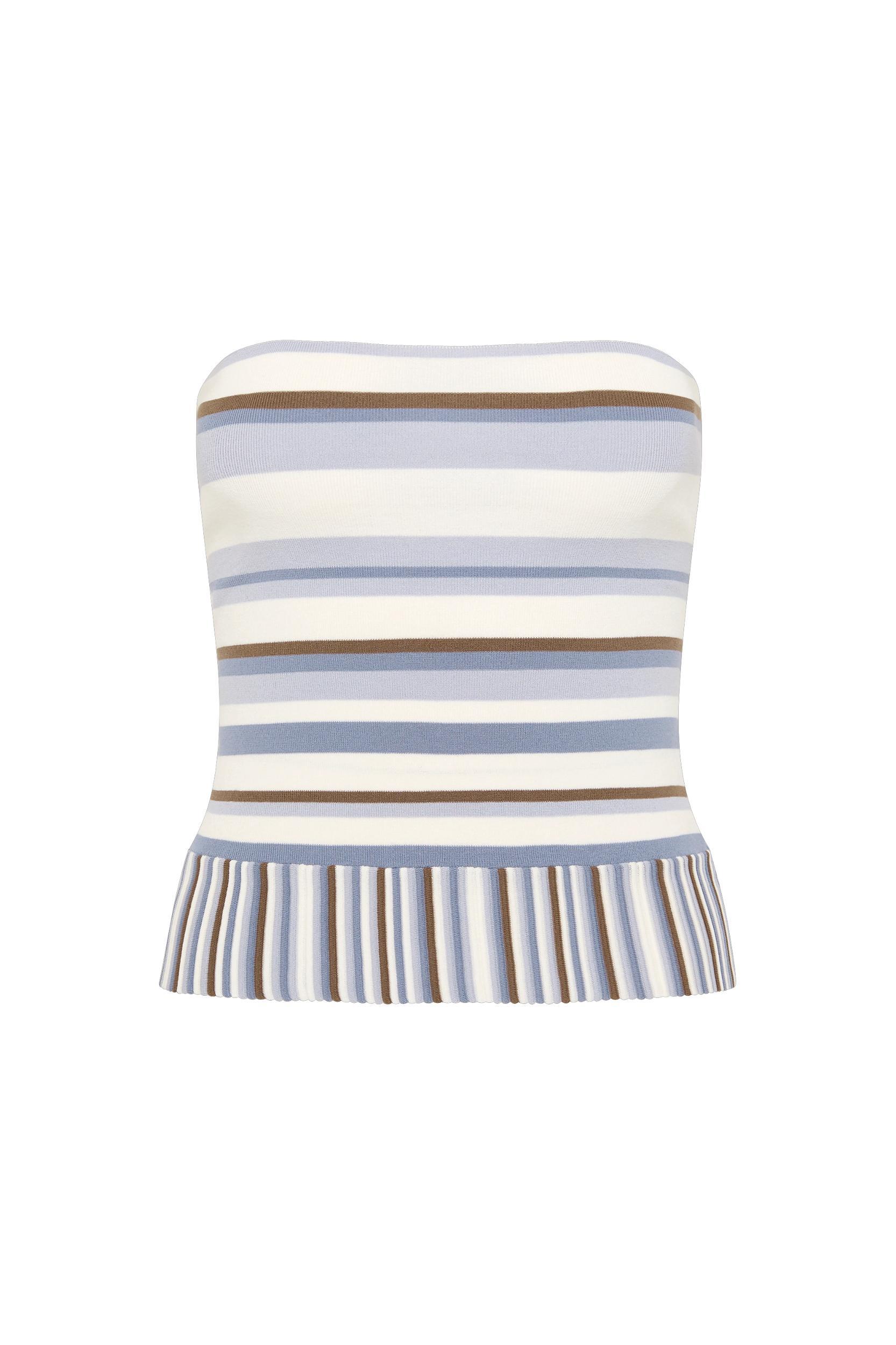 Citara Strapless Top Pale Blue Stripe Product Image