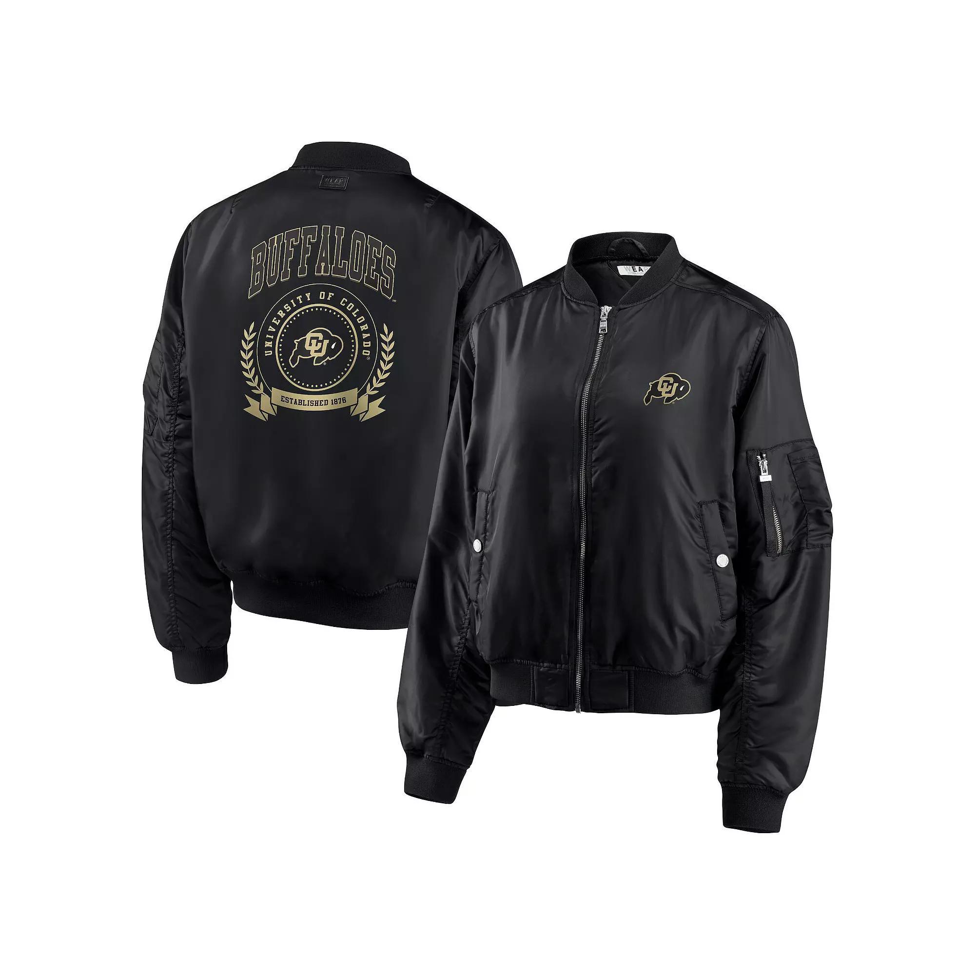 Women's WEAR by Erin Andrews Black Colorado Buffaloes Full-Zip Bomber Jacket, Size: Medium Product Image