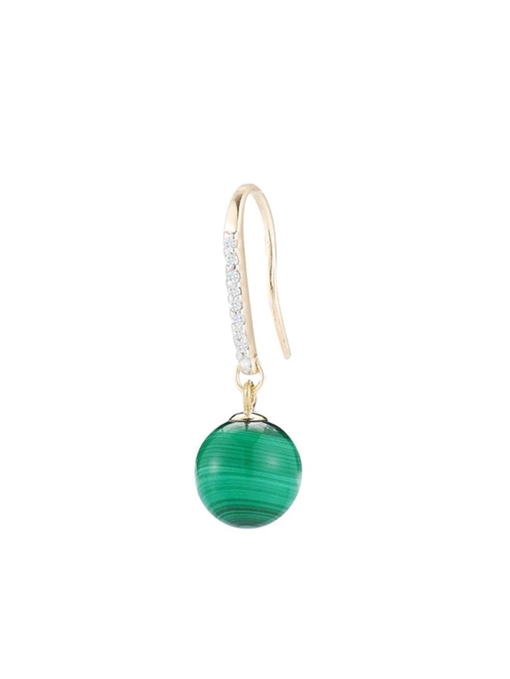 MATEO 14kt Yellow Gold Single Malachite Diamond Drop Earrings Product Image