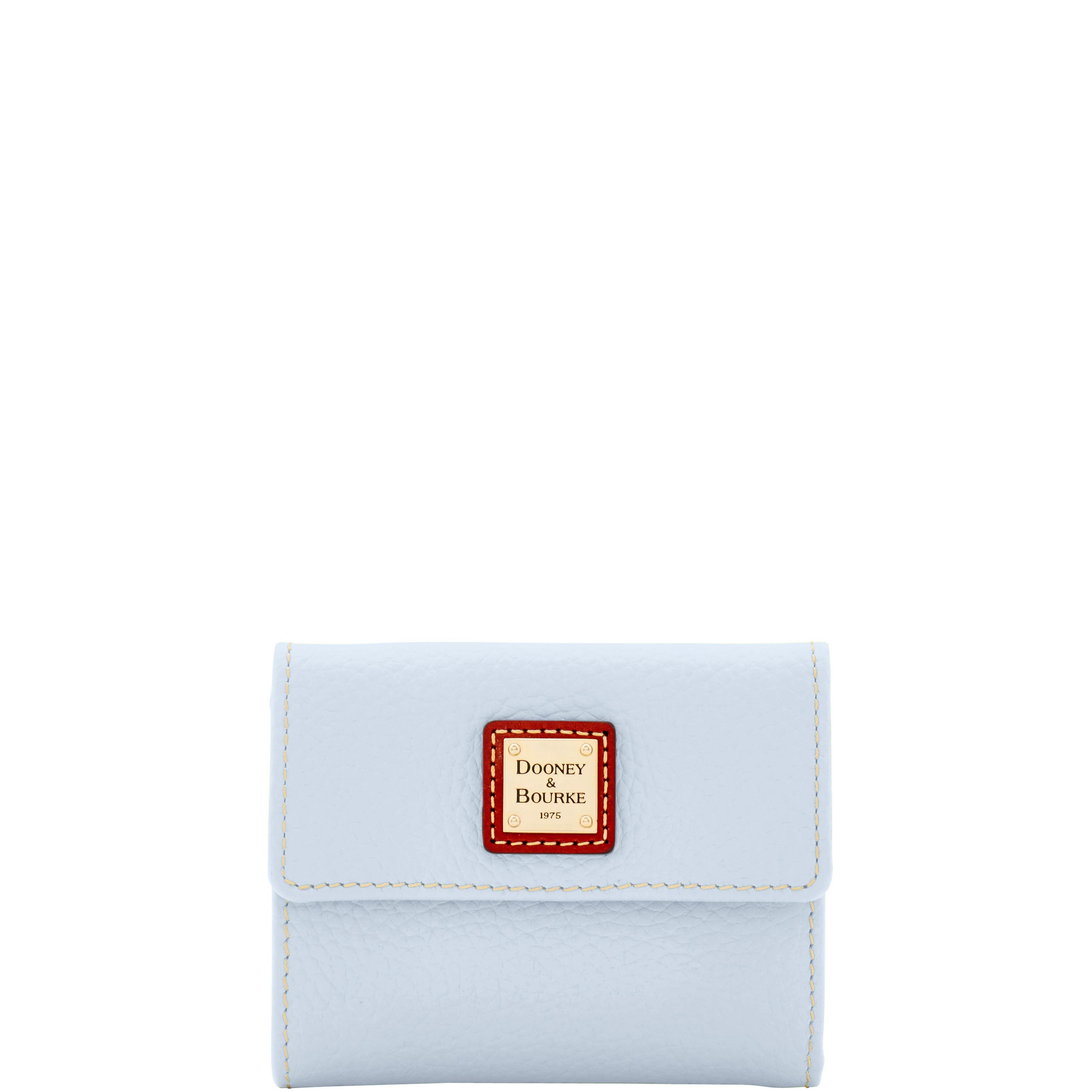 Dooney & Bourke Womens Pebble Grain Small Flap Credit Card Leather Wallet in Bark Product Image
