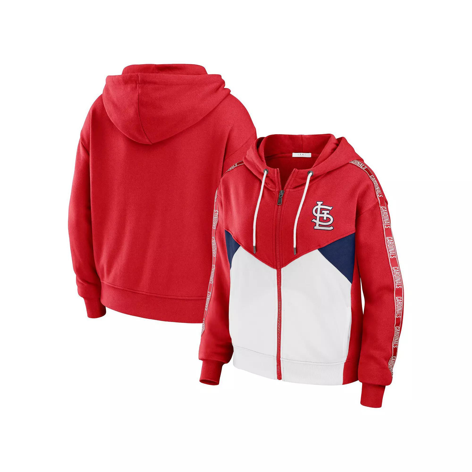 Women's WEAR by Erin Andrews Red/White St. Louis Cardinals Color Block Full-Zip Hoodie, Size: Small Product Image