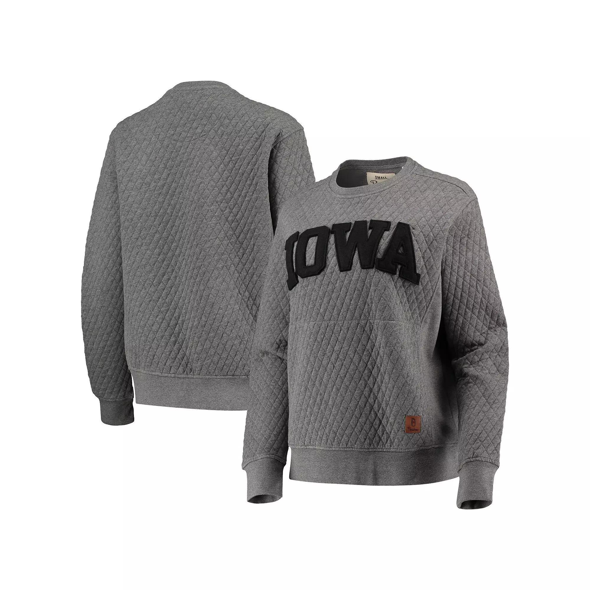 Women's Pressbox Heather Charcoal Iowa Hawkeyes Moose Quilted Pullover Sweatshirt, Size: Small, Grey Product Image