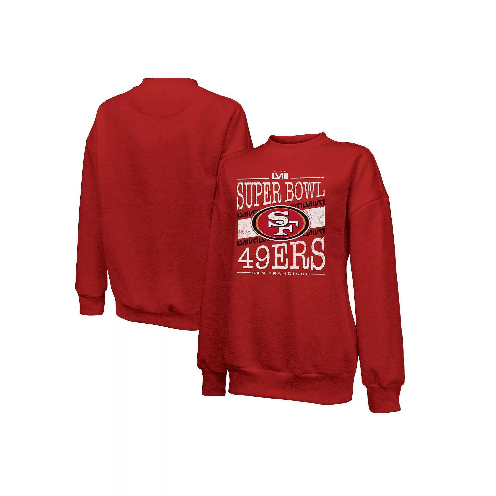 Women's Majestic Threads  Scarlet San Francisco 49ers Super Bowl LVIII Primetime Tri-Blend Pullover Sweatshirt, Size: 2XL, Red Product Image