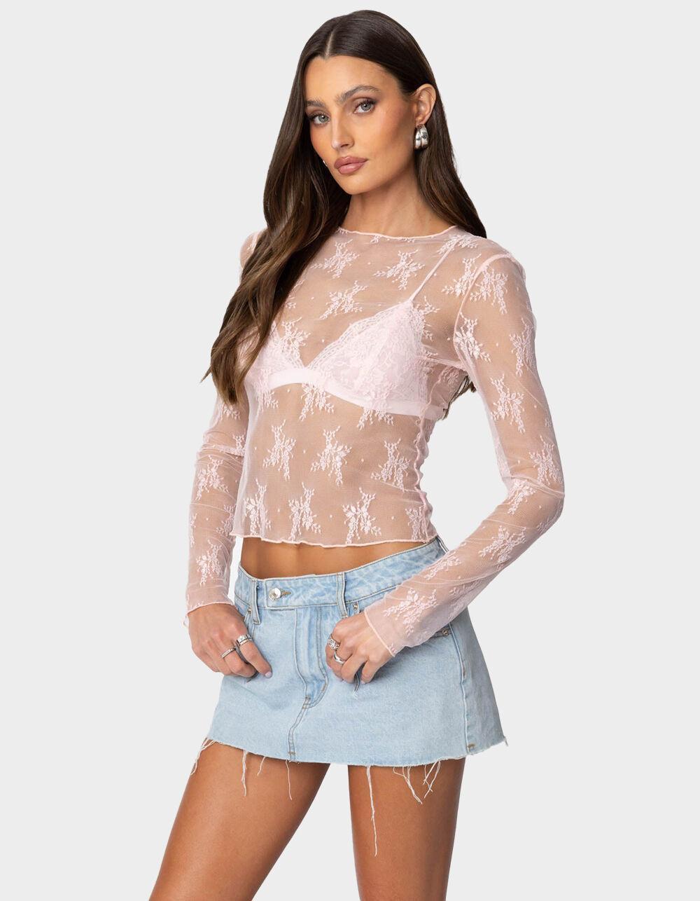 EDIKTED Lise Sheer Lace Top Product Image