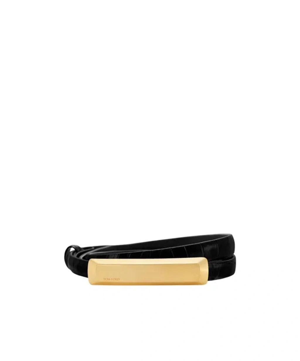 logo-engraved leather belt Product Image