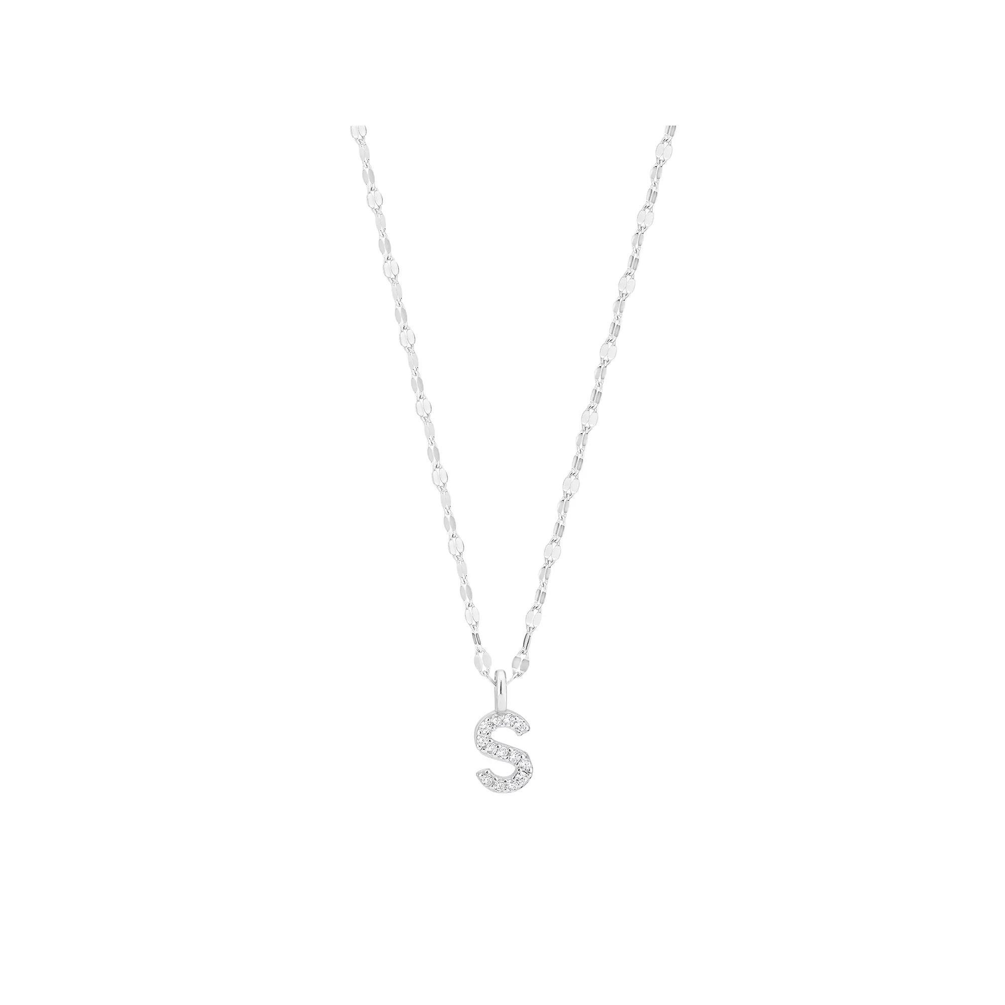 Judy Crowell Sterling Silver Cubic Zirconia Pave Mirror Chain Initial Necklace, Women's, Size: 18" Product Image