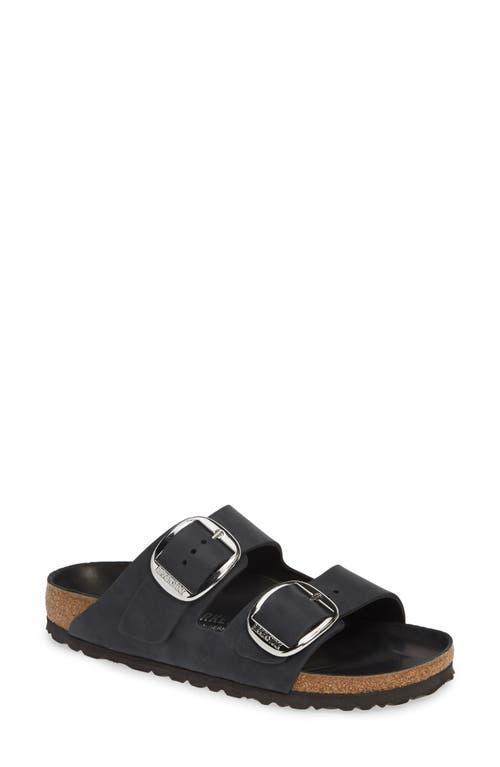 Birkenstock Womens Arizona Oiled Leather Big Buckle Detail Slide Sandals Product Image